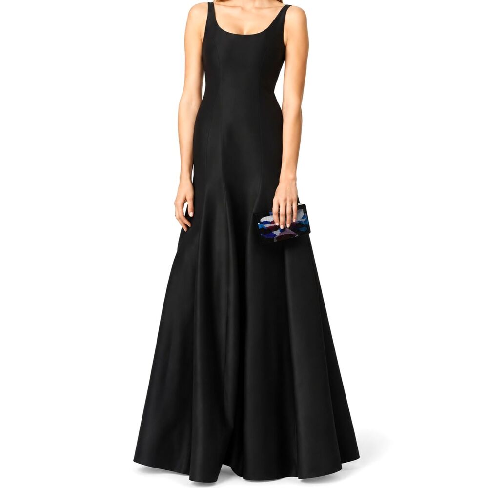 Halston Heritage Ursula Black Silk Gown Size 14
